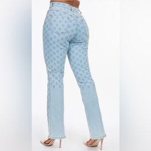 Blue Turtle Star Print Light Wash Flare Jeans Size 11 Stretch Denim Y2K Style